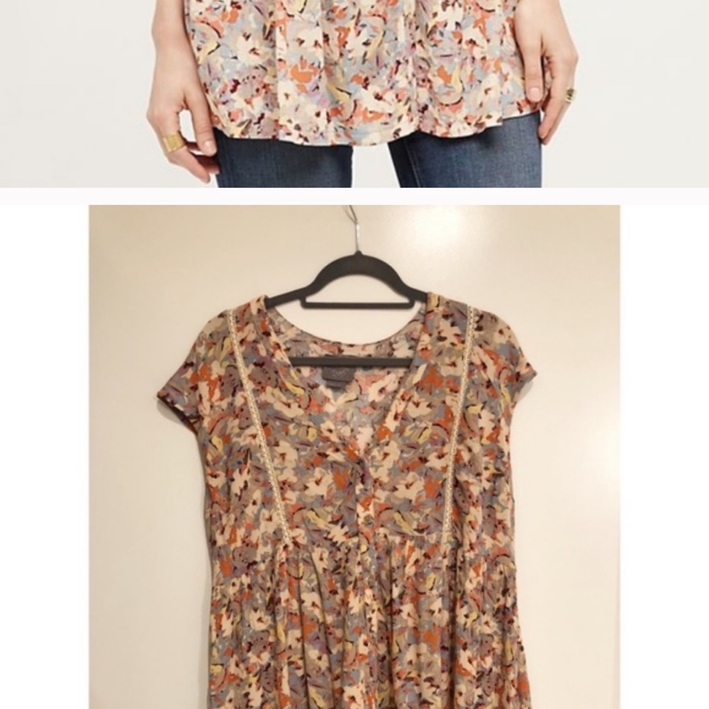 Anthropologie Ladder Lace Floral Tunic - Picture 2 of 3